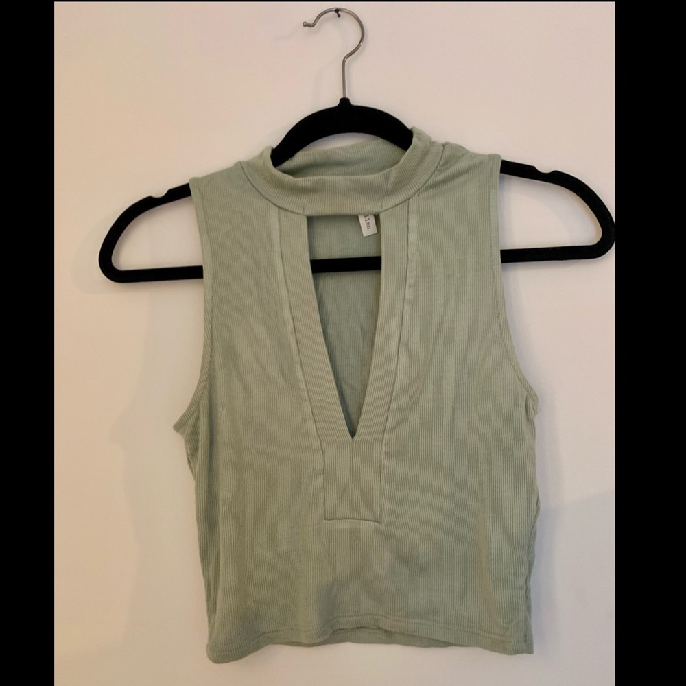 Light olive green crop top from A+ Ellen